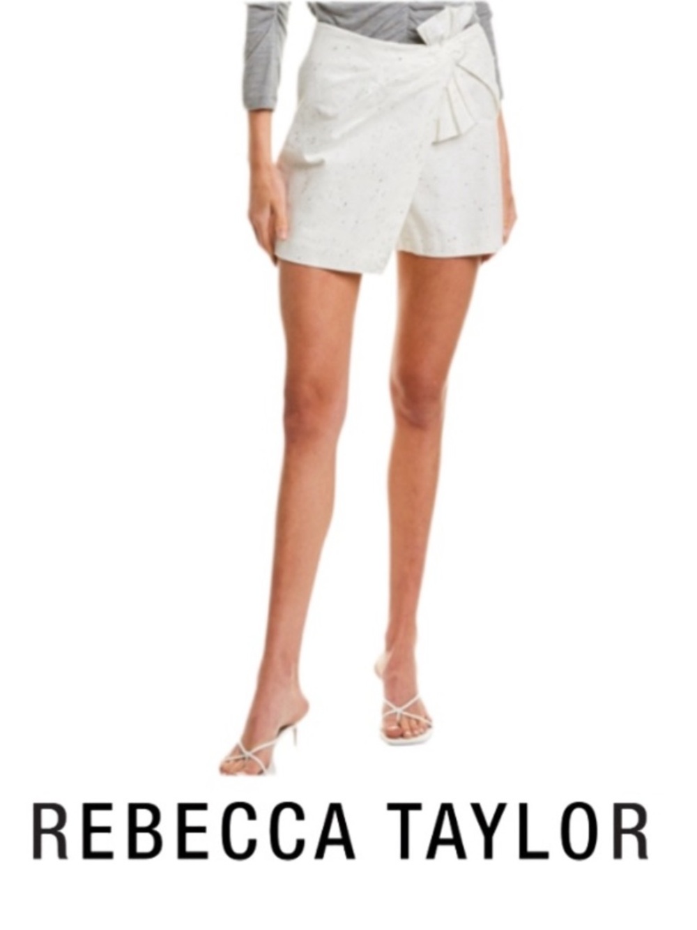 REBECCA TAYLOR | Denim Skort Bow Twill Office Vacation Resort Travel Baddie Sun